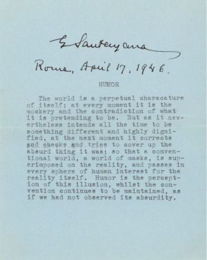 Typescript signed by George Santayana - Poet & Philosopher Autograph