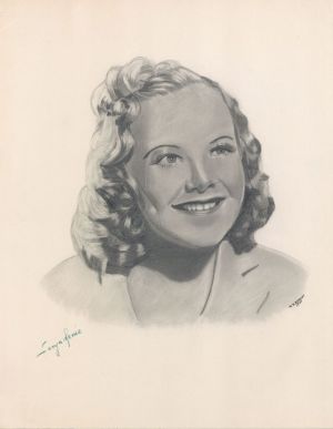 Pencil Drawing signed by Sonja Henie - Autograph