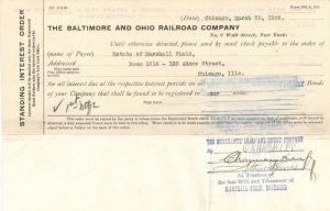 Dividend Order Issued to Estate of Marshall Field - Autograph