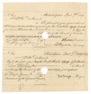 Document signed by Nicholas Biddle - Autograph - Famous Biddle Family