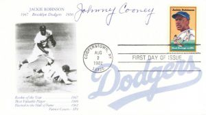 Johnny Cooney signs Jackie Robinson Envelope - Autographs