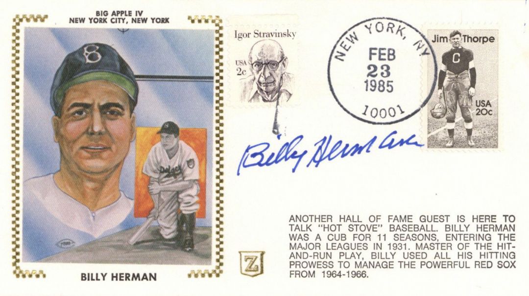 Billy Herman signs on Zaso Sports Series Envelope - Autographs