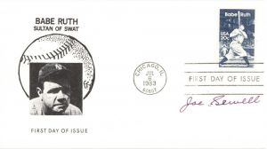 Joe Sewell signs "Babe Ruth" Envelope - Autographs
