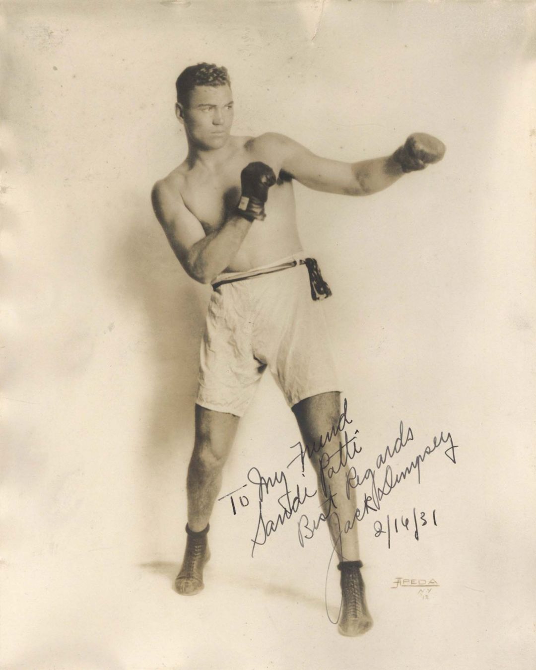 Jack Dempsey signed Photo - Autograph of Boxing Legend