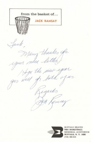 Signed Letter by Jack Ramsay - Autographs