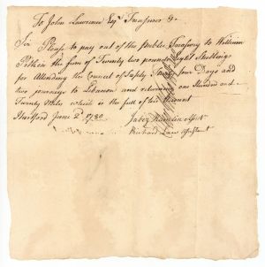 Revolutionary War Pay Order signed by Oliver Wolcott, Jr. and Richard Law - Autograph - SOLD