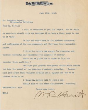 W.R. Hearst Signed Letter - Autograph