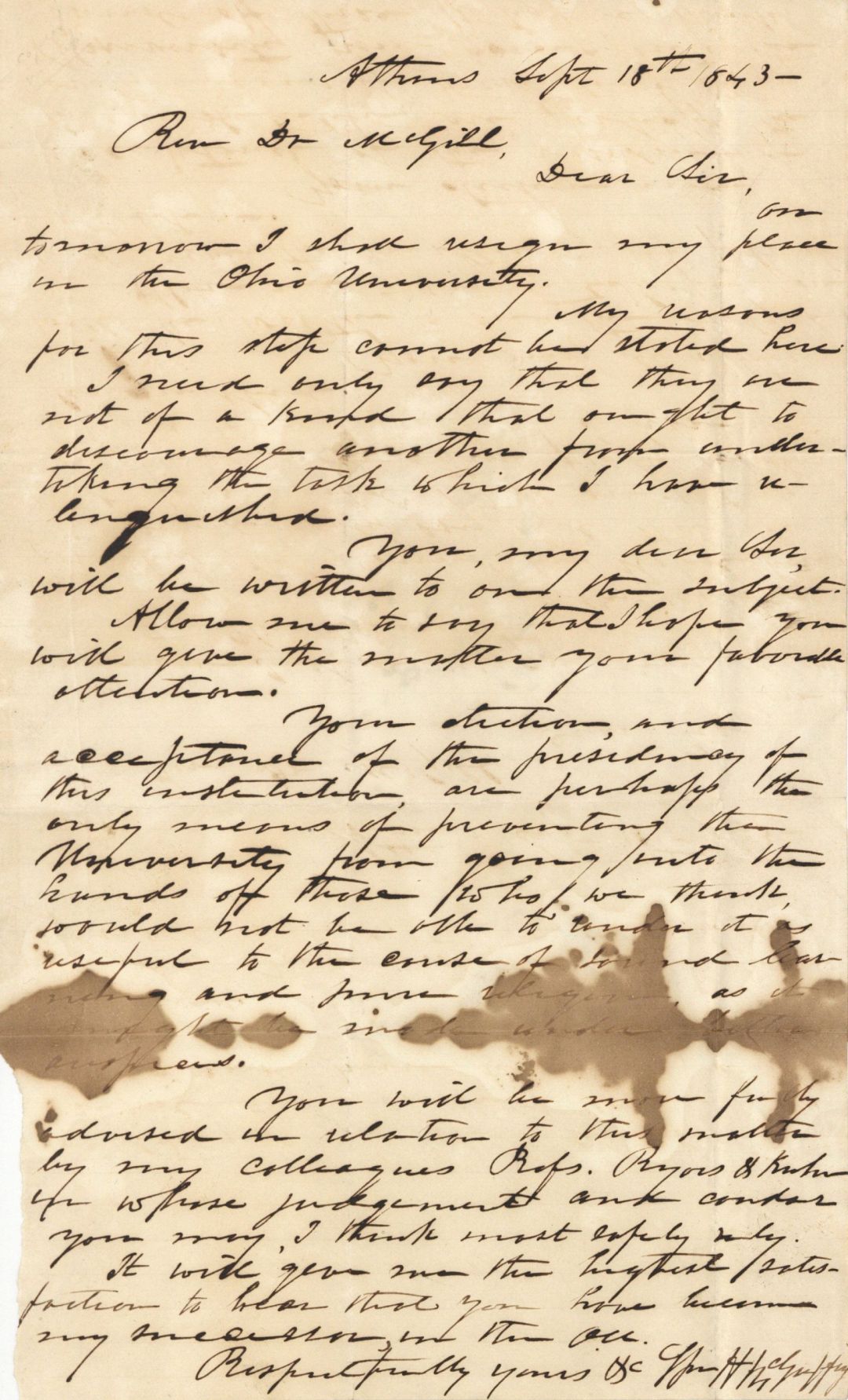 Handwritten document signed by William H. McGuffey - Autographs of Famous People