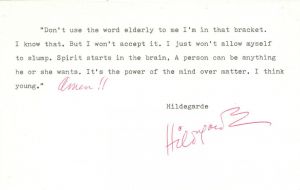 Signed Note by Hildegarde - American Singer Autograph - SOLD