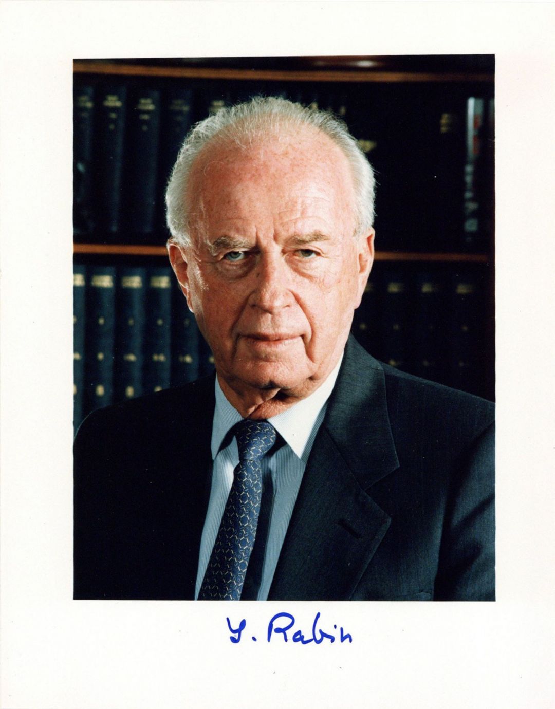Signed Portrait of Yitzhak Rabin - Autograph