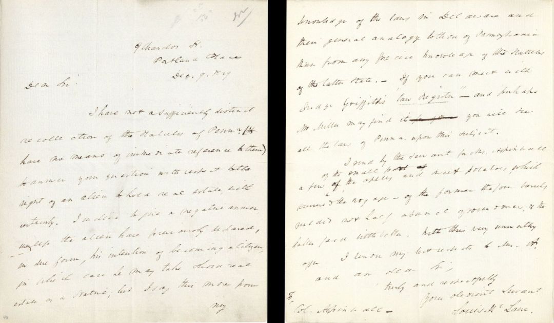 Louis McLane Signed Letter dated 1829 - Autograph