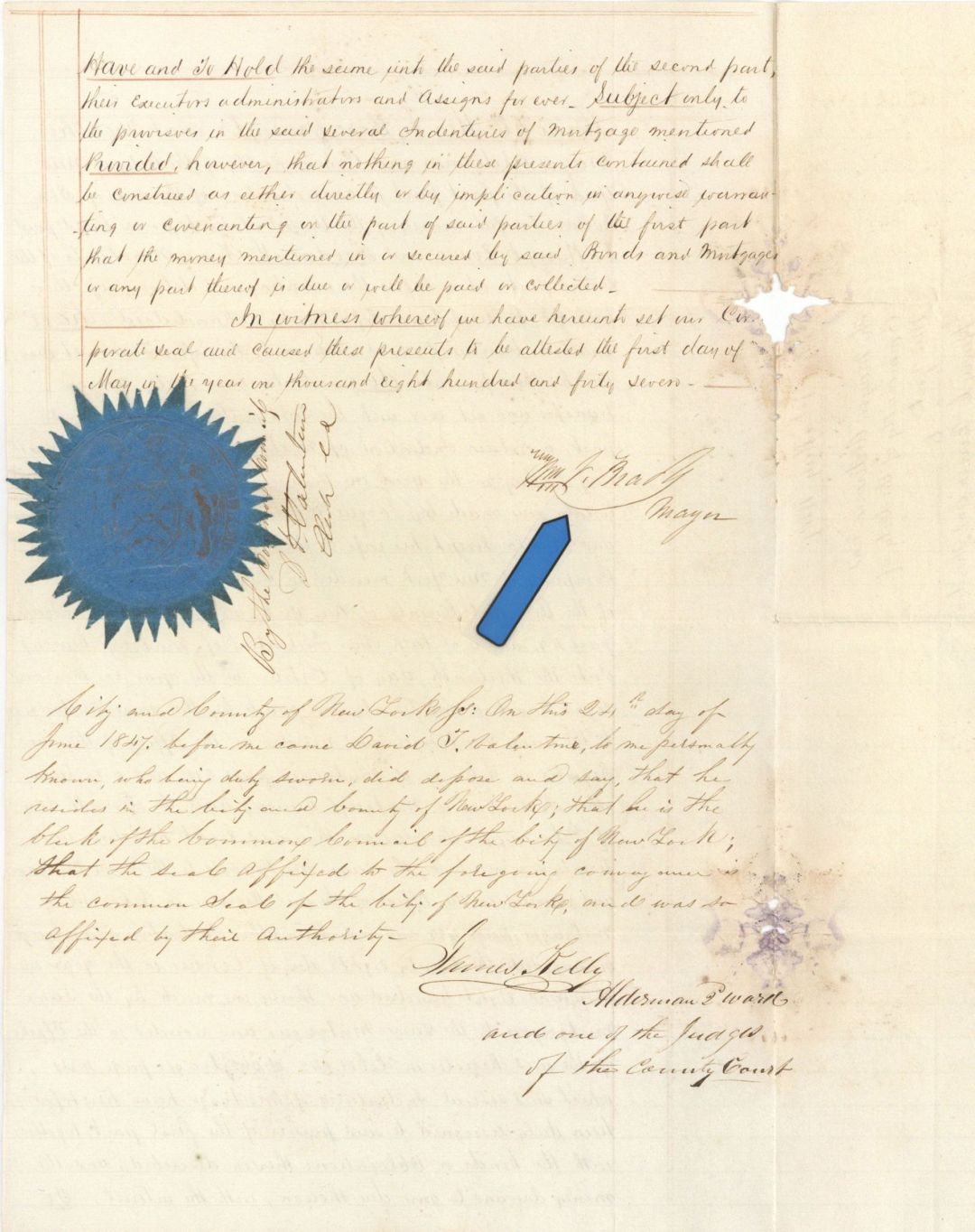 William J. Brady signed Document dated 1847 - Autographs