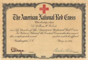 American National Red Cross Certificate with stamped signature of Woodrow Wilson  - Autographs