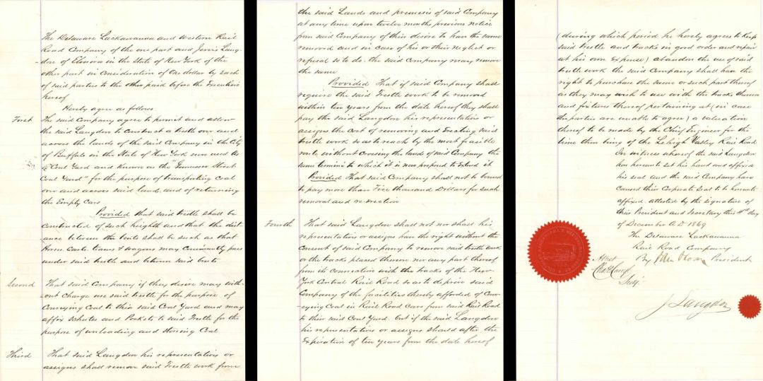 Agreement signed by Sam Sloan - 1869 dated Autograph