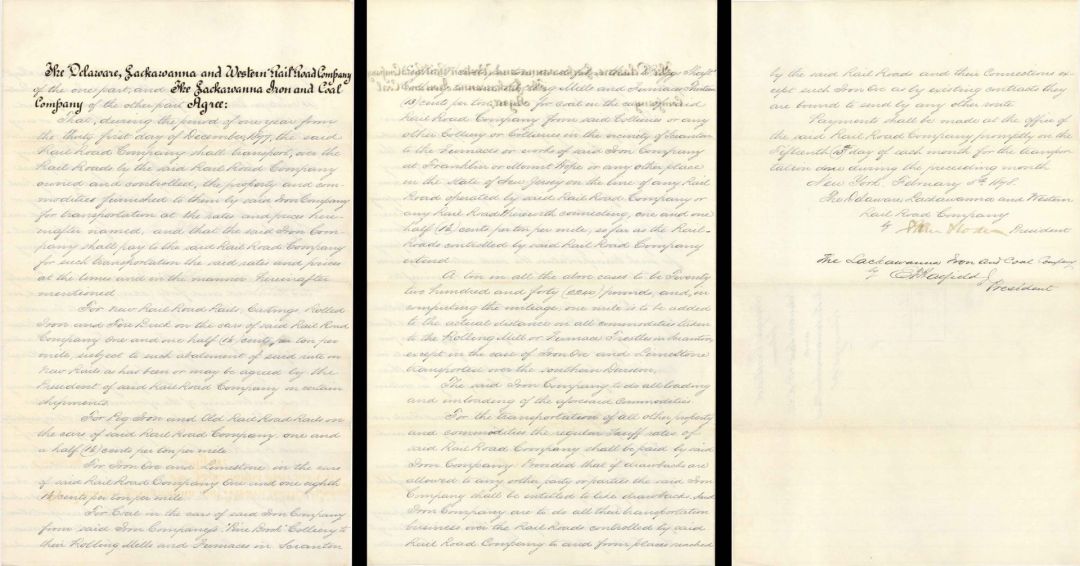 Agreement signed by Sam Sloan - 1878 dated Autograph