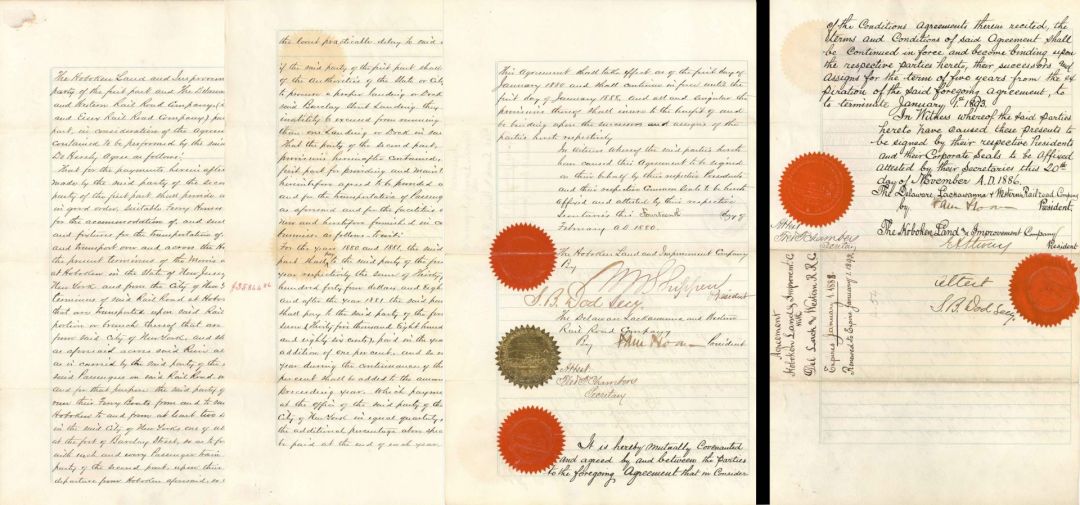 Agreement signed by Sam Sloan twice - 1886 dated Autograph