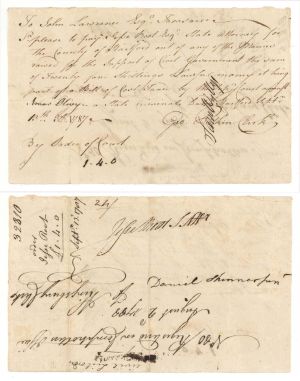 1787 dated Pay Table Document Signed by Jesse Root - 1787 dated Autograph