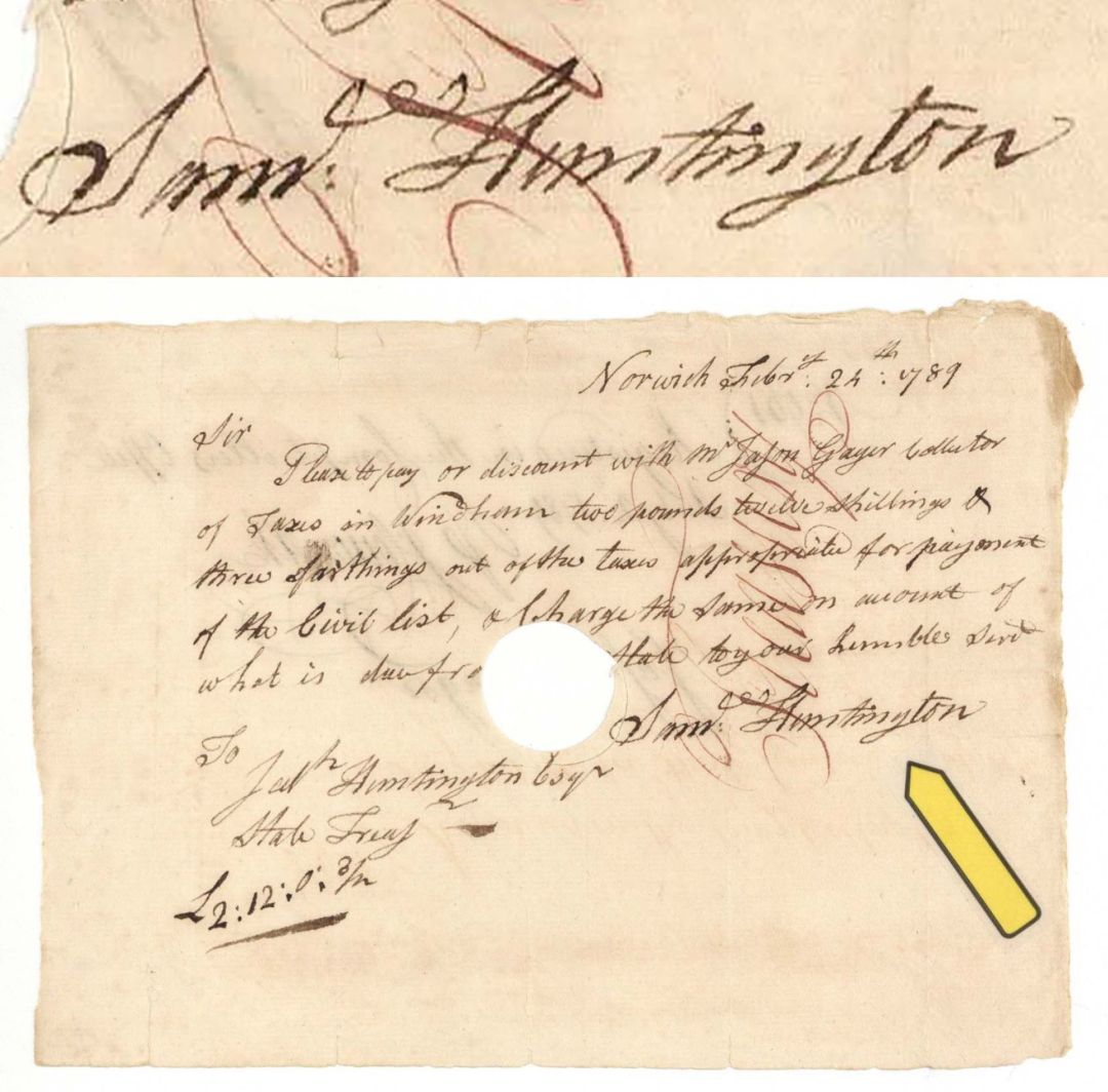 1789 dated Pay Order signed by Samuel Huntington - Signer of the Declaration of Independence - 1789 dated Autograph