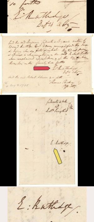 Early Document signed by Edward Rutledge twice - Signer of the Declaration of Independence - 1785 dated Autograph