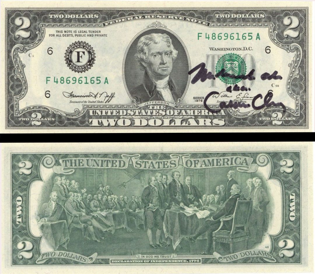 2 Dollar Atlanta Federal Reserve Note signed by Muhammad Ali aka Cassius Clay - 1976 dated Autograph