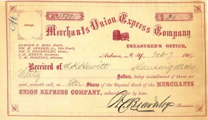 Merchants Union Express Co. - Stock Certificate