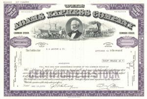 Adams Express Co. - Gorgeous Express Stock Certificate