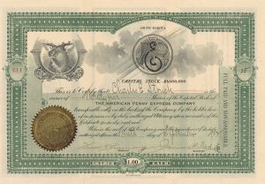 American Penny Express Co. - Stock Certificate