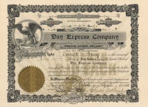 Day Express Co. - 1908 dated Stock Certificate