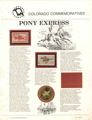 Pony Express Colorado Commemoratives - 1860-1960 Express 