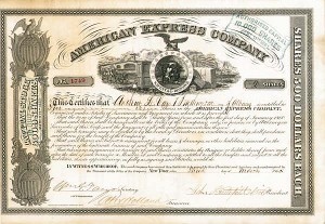 John Butterfield and William G. Fargo - American Express Co. - Stock Certificate (Uncanceled)