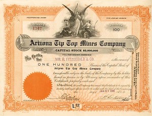 Arizona Tip Top Mines Co. - Stock Certificate