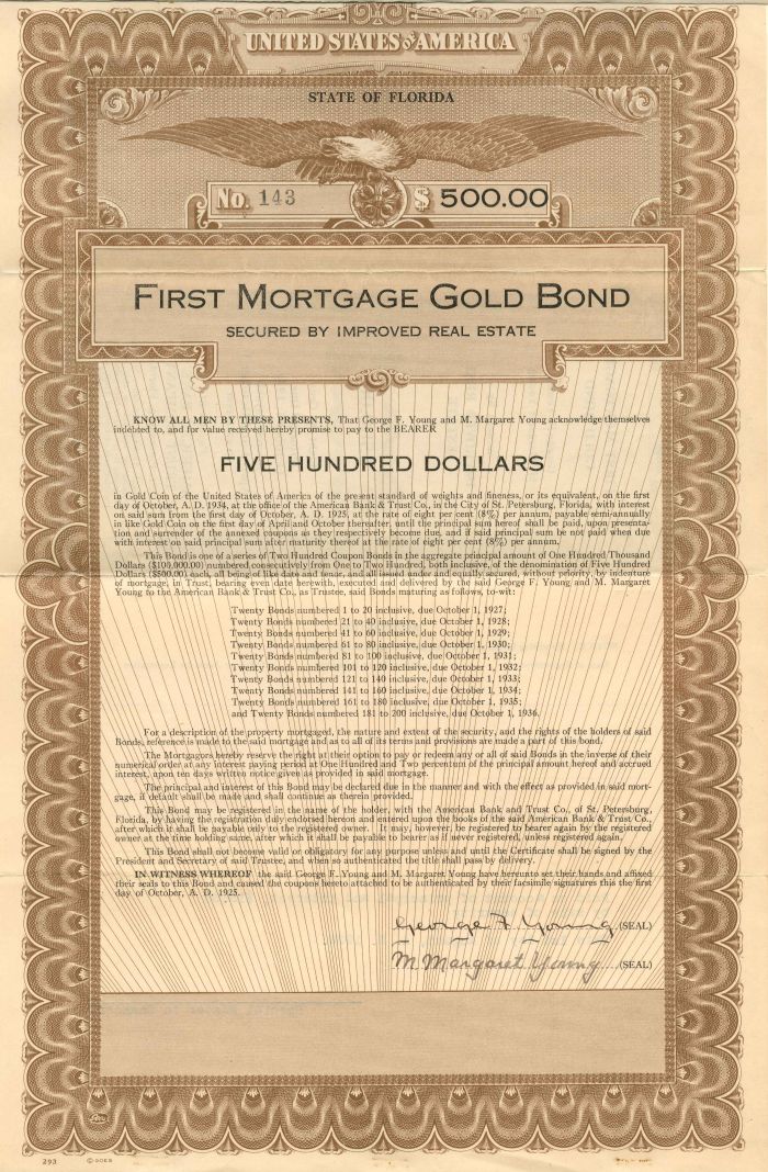 First Mortgage Gold Bond - $500