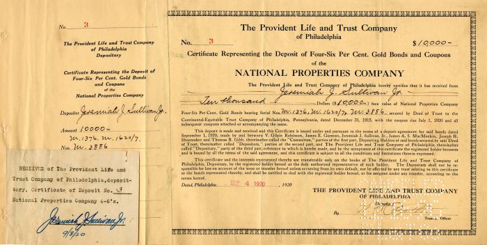 Provident Life and Trust Co. of Philadelphia - $10,000 Bond