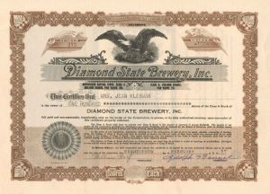 Diamond State Brewery, Inc. - Stock Certificate