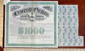 Ernest Ochs - Aetna Brewery - 1890 dated $1,000 6% Mortgage Bond - Very Rare
