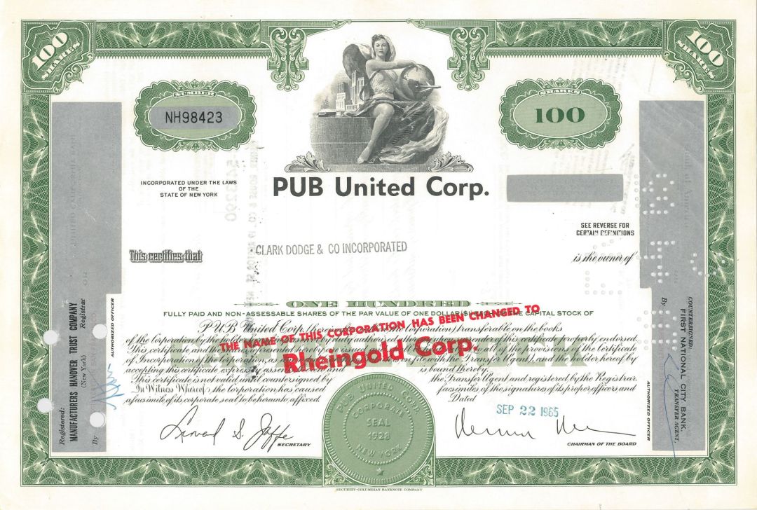 PUB United Corp. - Stock Certificate