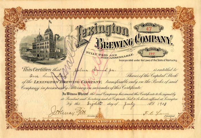 Lexington Brewing Co. - Stock Certificate