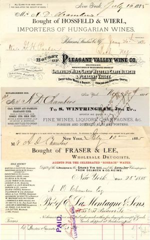 Group of Wine Related Receipts