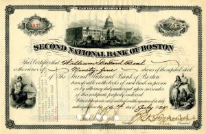 Second National Bank of Boston - Stock Certificate