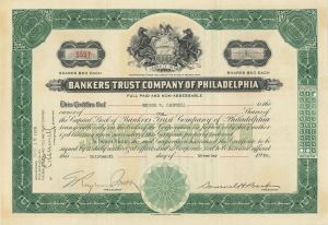 Bankers Trust Co. of Philadelphia - Stock Certificate