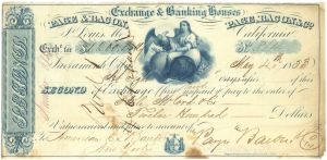 Page, Bacon and Co. - Exchange and Banking Houses - 1852 or 1853 Check