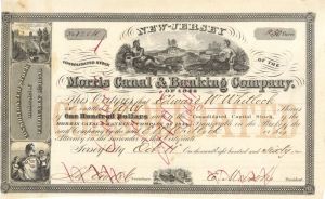 Morris Canal and Banking Co. - 1860 dated Stock Certificate