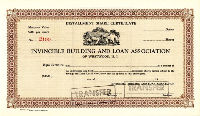Invincible Building and Loan Association of Westwood, N.J.