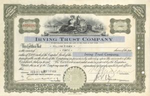 Irving Trust Co. - Stock Certificate