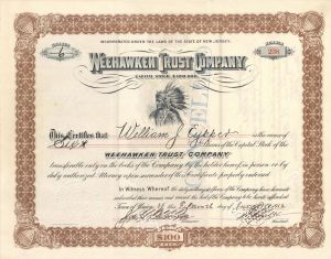 Weehawken Trust Co. - Stock Certificate