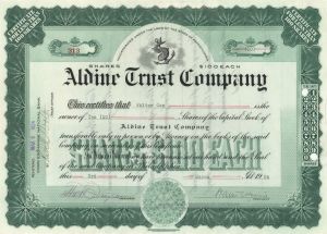 Aldine Trust Co. - 1924 or 1930 dated Stock Certificate