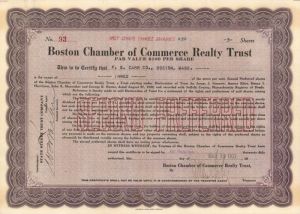 Boston Chamber of Commerce Realty Trust - Stock Certificate
