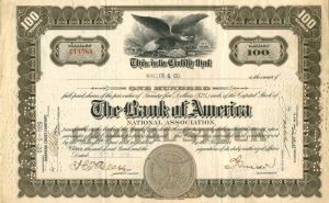 Bank of America National Association - Stock Certificate