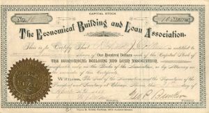 Economical Building and Loan Association - Stock Certificate