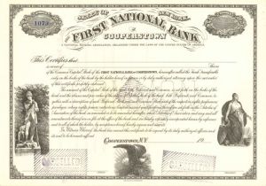 First National Bank of Cooperstown - Stock Certificate - Baseball Hall of Fame